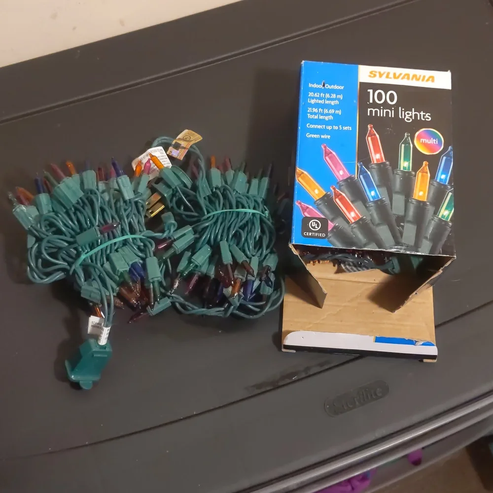 Set Bundle of 2 SYLVANIA Mini Christmas Tree 100 Mini Lights Each, Multicolor